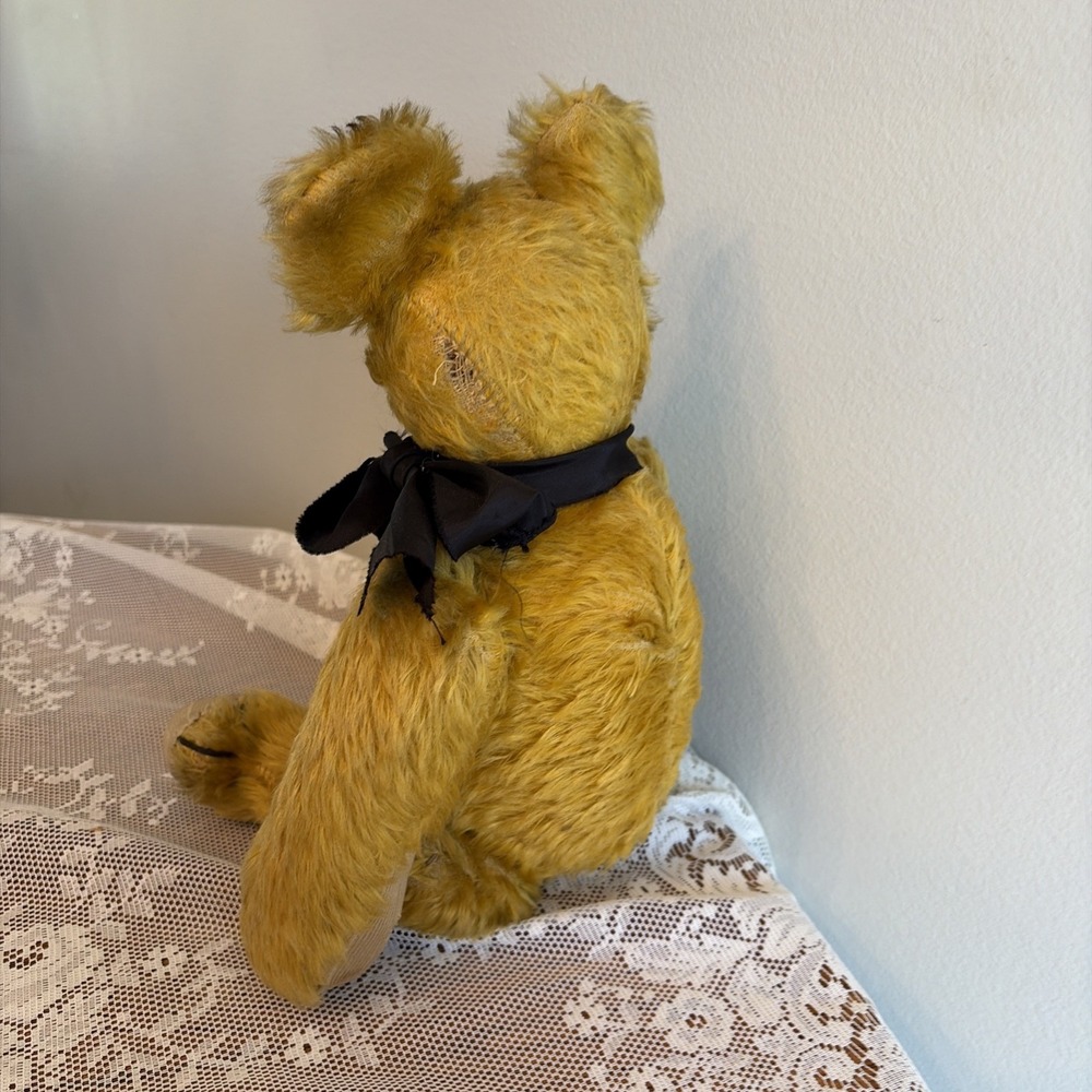Antique 1920s Golden Mohair Teddy Bear Fully Jointed Hump Back Glass Eyes 16in - Picture 8 of 16
